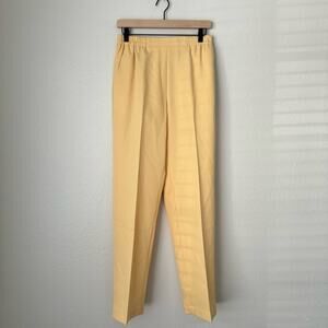 Vintage 90s Drapers & Damons Womens Yellow Pants Pleated Pull-On Stretch Size 8